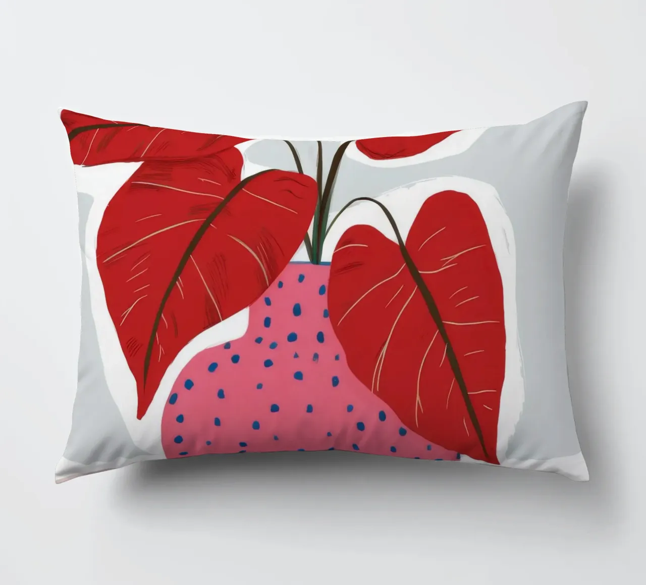 Foglia rossa a pois cuscino da Haven Fantasy