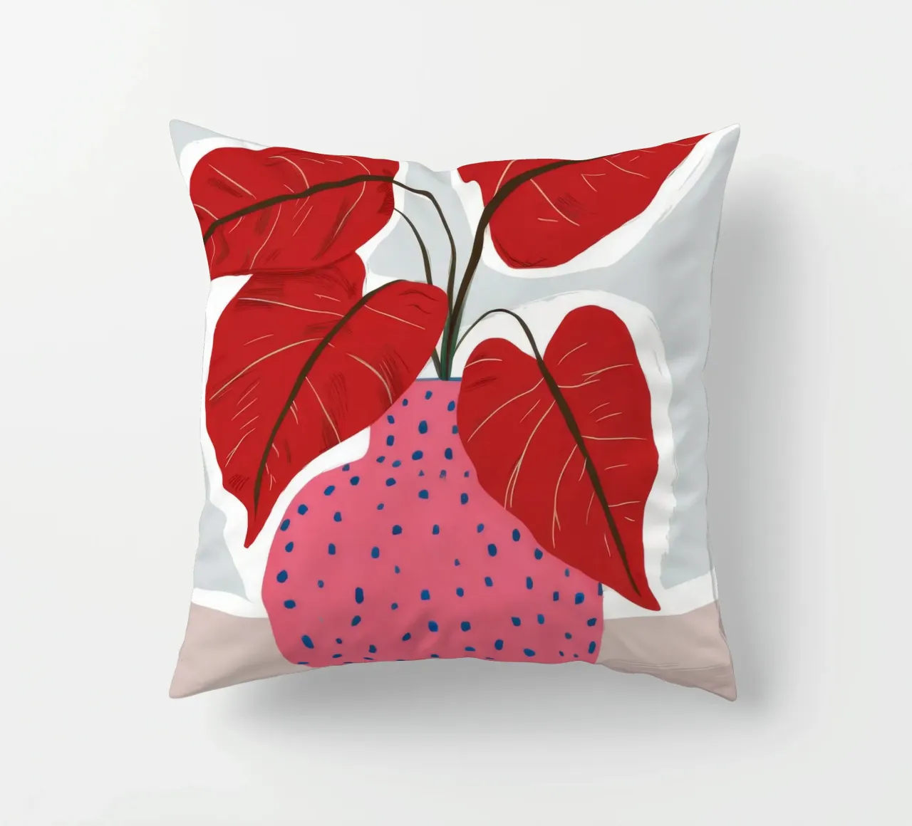 Foglia rossa a pois cuscino da Haven Fantasy