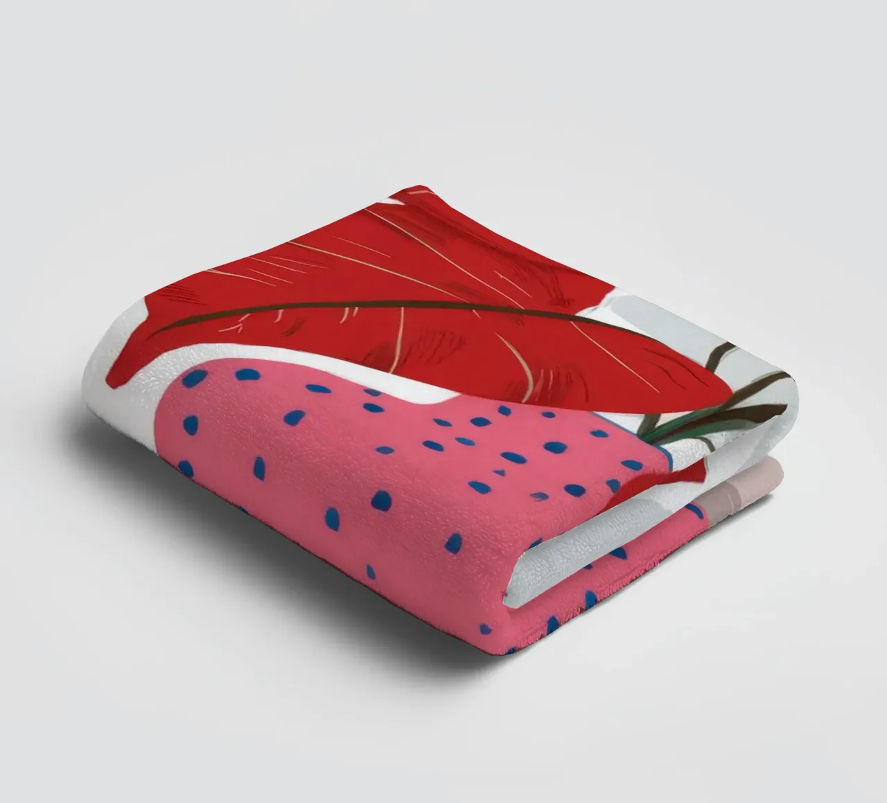 Red Leaf Polka Dot towel by Haven Fantasy
