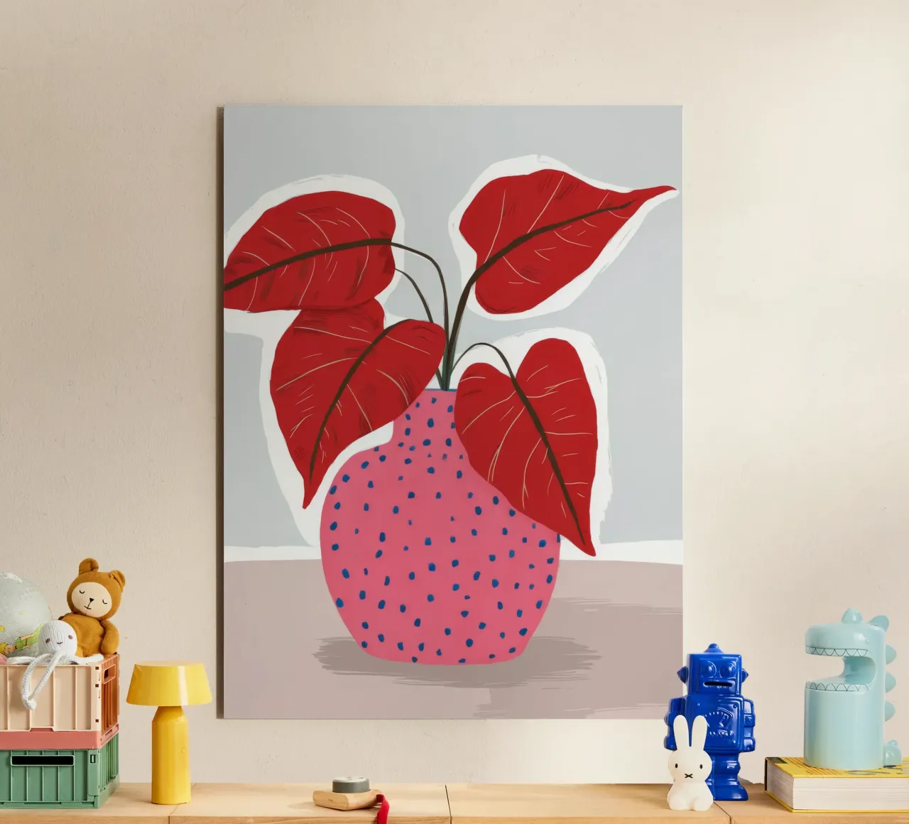 Red Leaf Polka Dot alu-dibond by Haven Fantasy