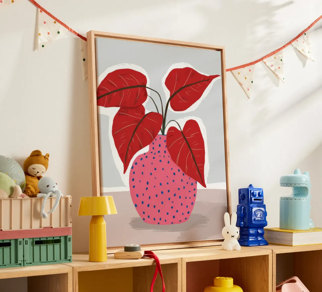 Red Leaf Polka Dot canvas by Haven Fantasy