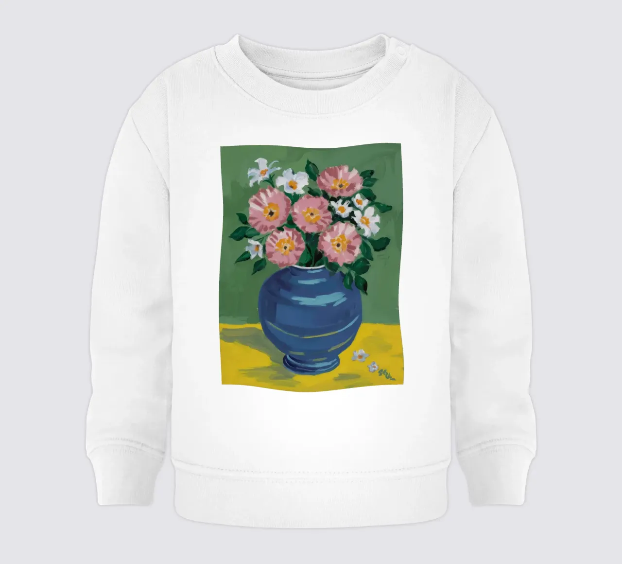 Vaso blu Peonie rosa felpa neonato da Pan Denim