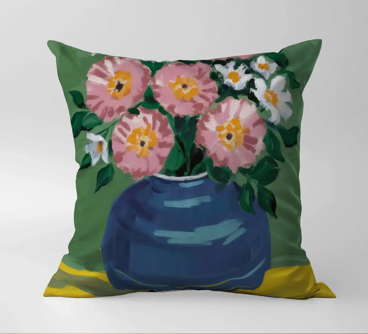 Vaso blu Peonie rosa cuscino da Pan Denim