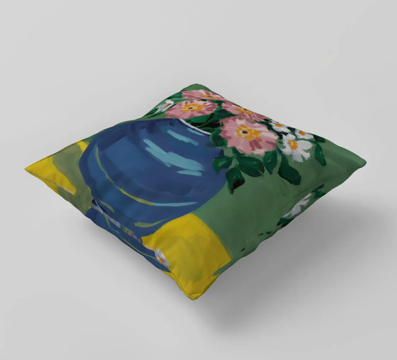 Vaso blu Peonie rosa cuscino da Pan Denim