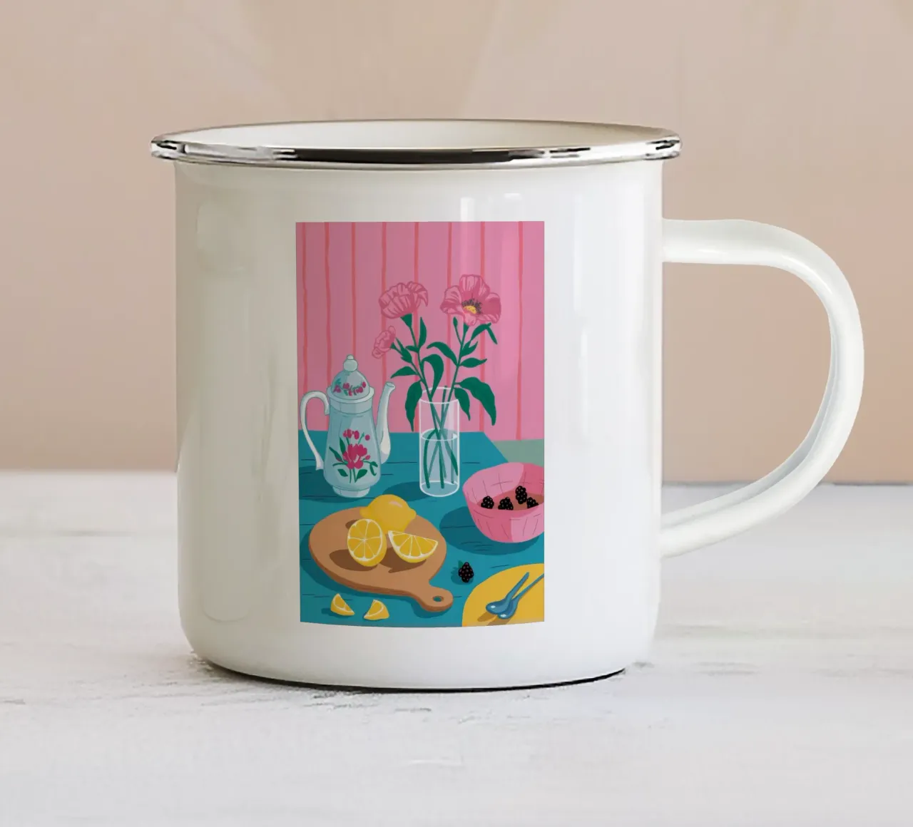 Medley al limone per l'ora del tè tazza in smalto da Haven Fantasy
