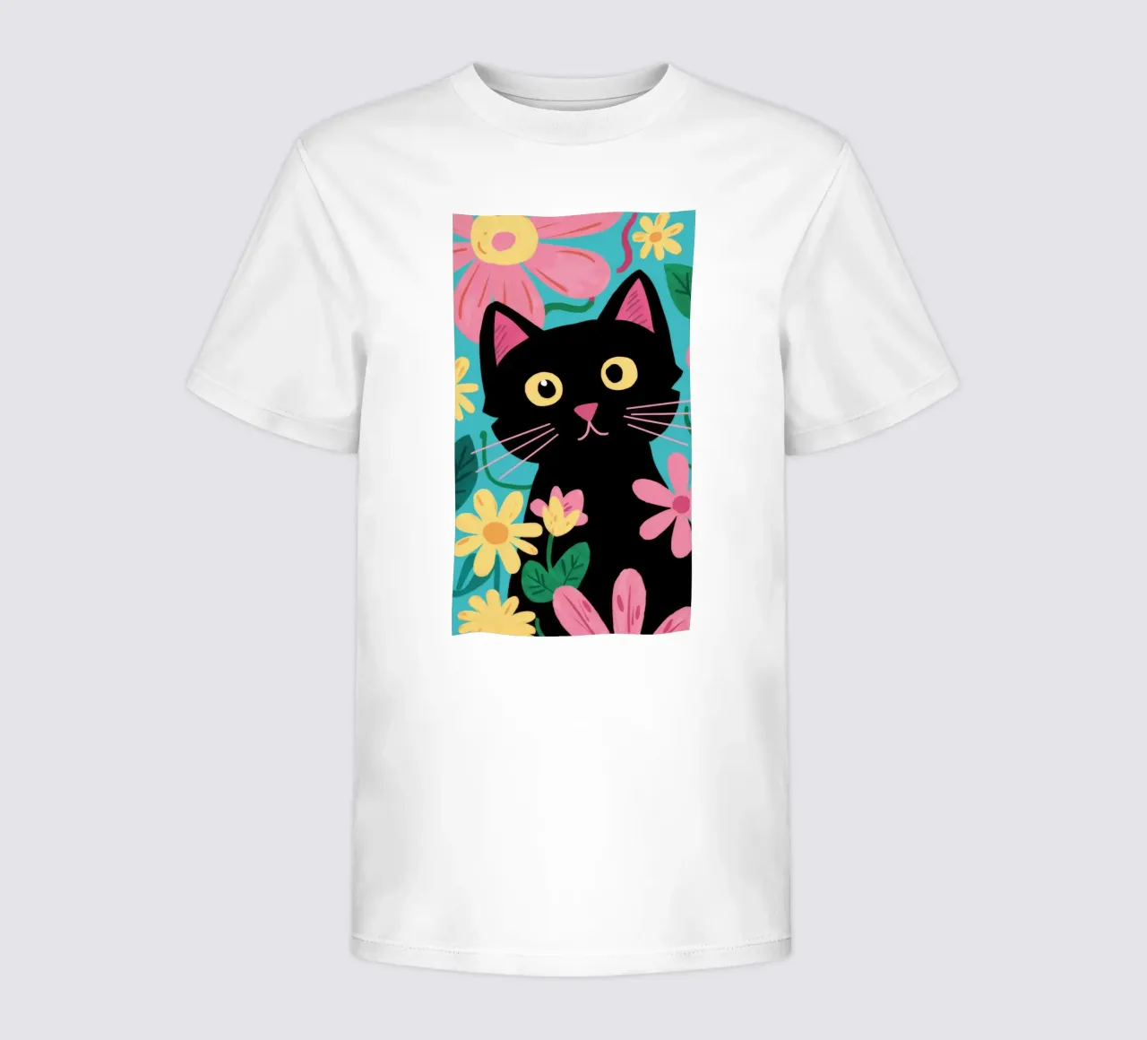 Floral Feline Pop kids t-shirt by FadeAura