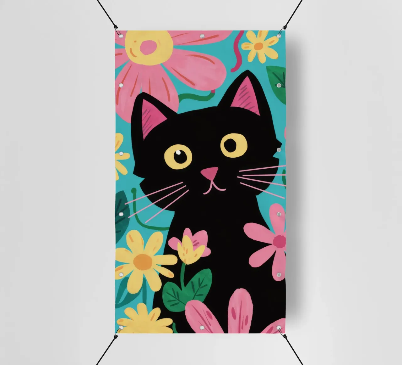 Pop floreale felino telo in pvc da FadeAura