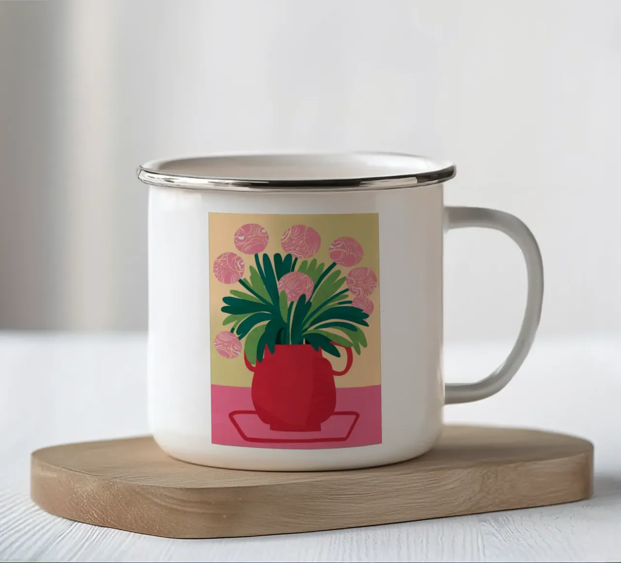 Vaso rosso Scoppio verde tazza in smalto da Haven Fantasy