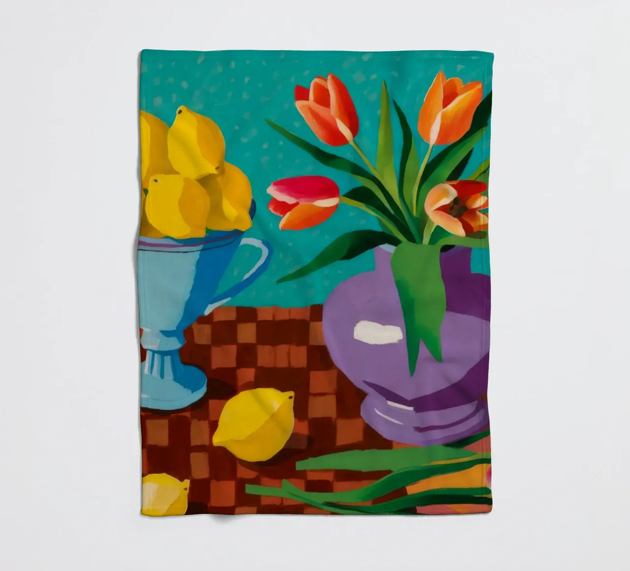 Tazza a scacchiera Agrumi coperta in pile da Pan Denim