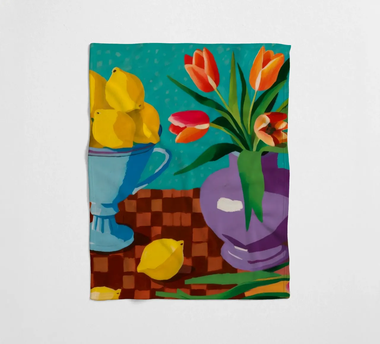 Tazza a scacchiera Agrumi coperta in pile da Pan Denim