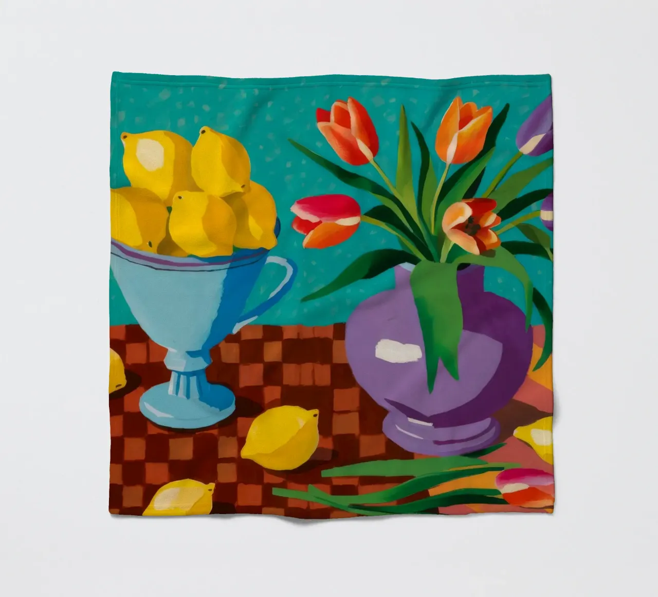 Tazza a scacchiera Agrumi coperta in pile da Pan Denim