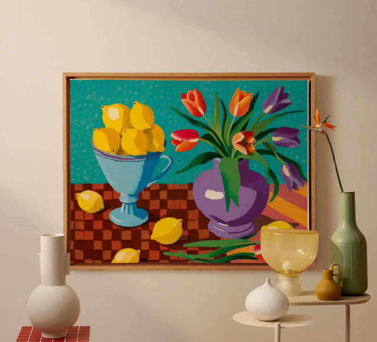 Geruite beker Citrus canvas met Baklijst van Pan Denim