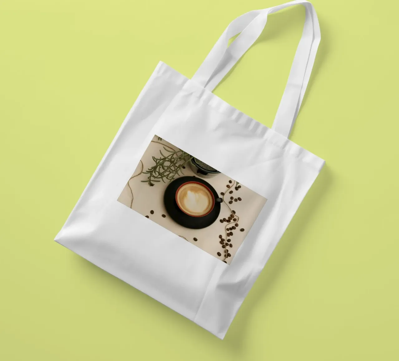 tazza di caffè latte art borsa in juta da cofa home