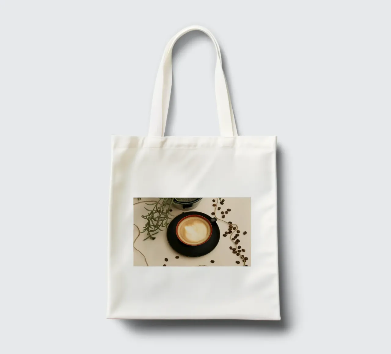 tazza di caffè latte art borsa in juta da cofa home