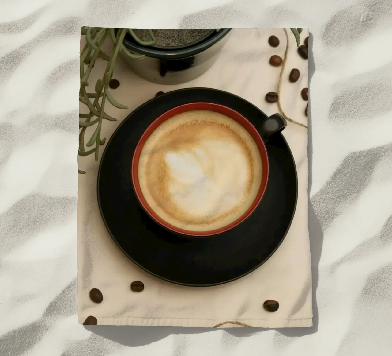 taza de café latte art toalla de playa de cofa home