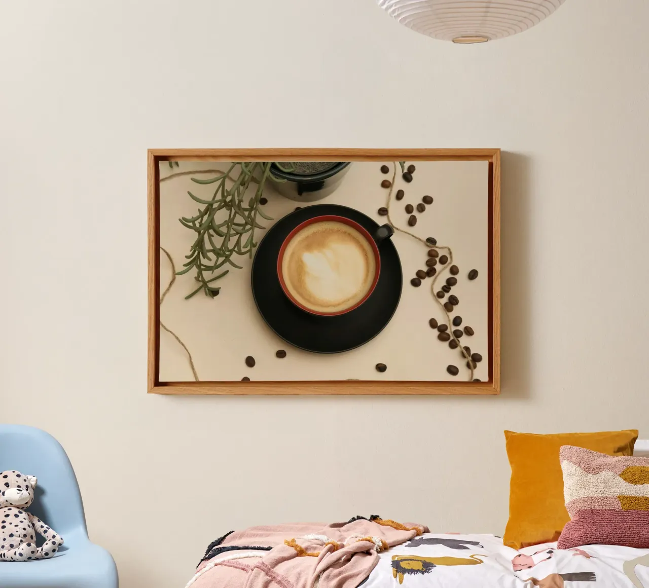 tazza di caffè latte art tela con Cornice a cassetta da cofa home