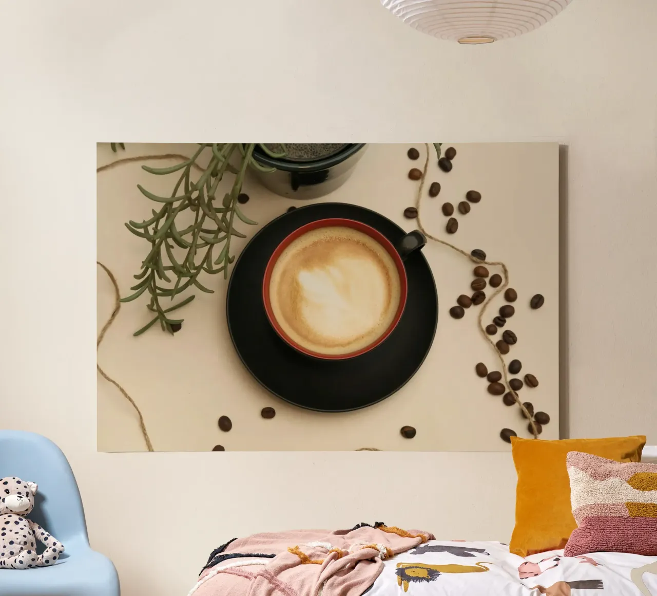 tazza di caffè latte art tela con Cornice a cassetta da cofa home