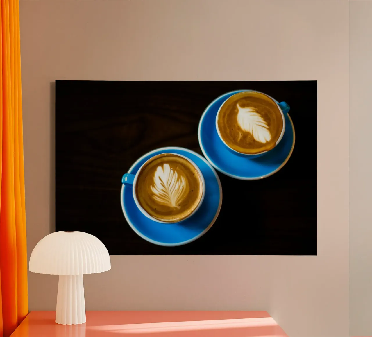 coppia di caffè latte art tela con Cornice a cassetta da cofa home