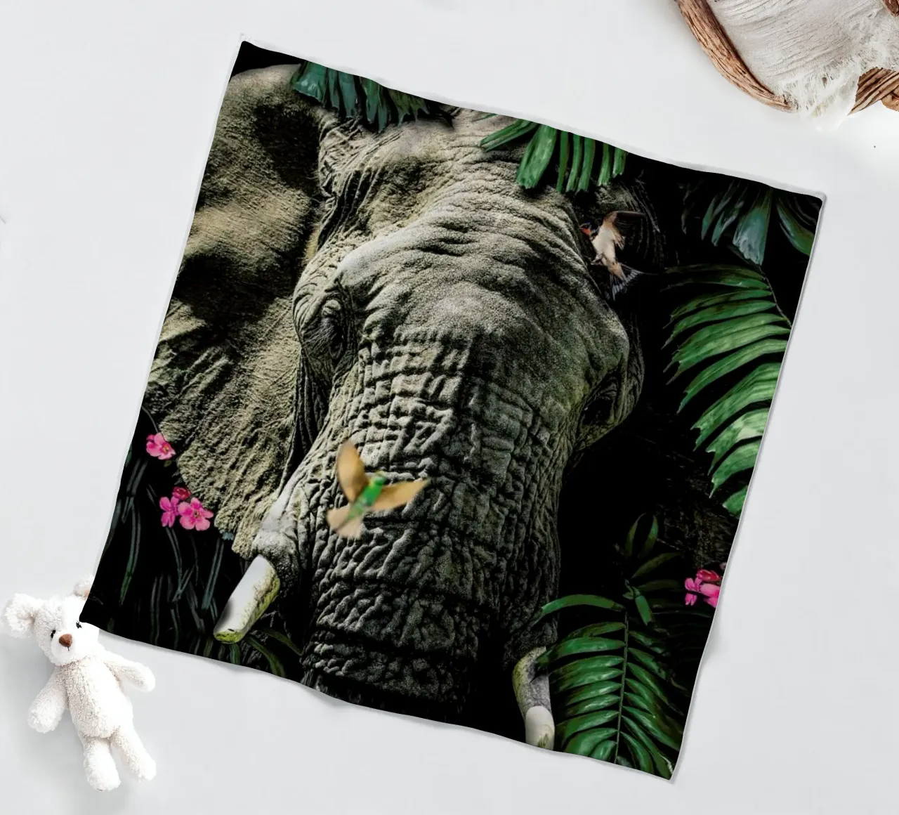 Elephant 5 fleece blanket by Wouter Rikken