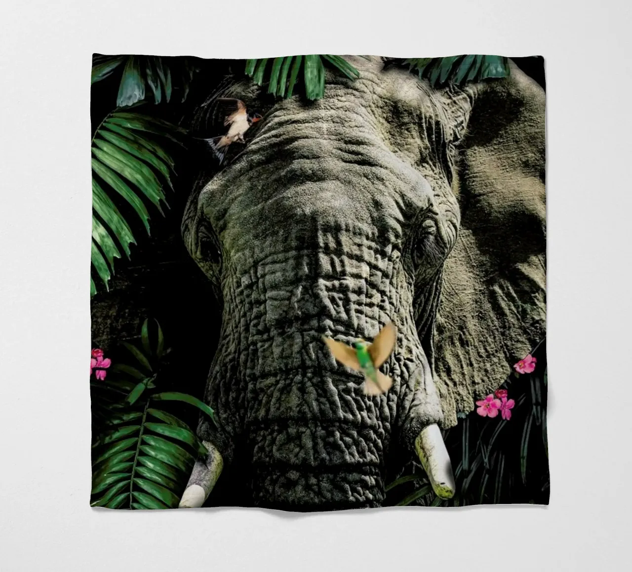 Elephant 5 fleece blanket by Wouter Rikken