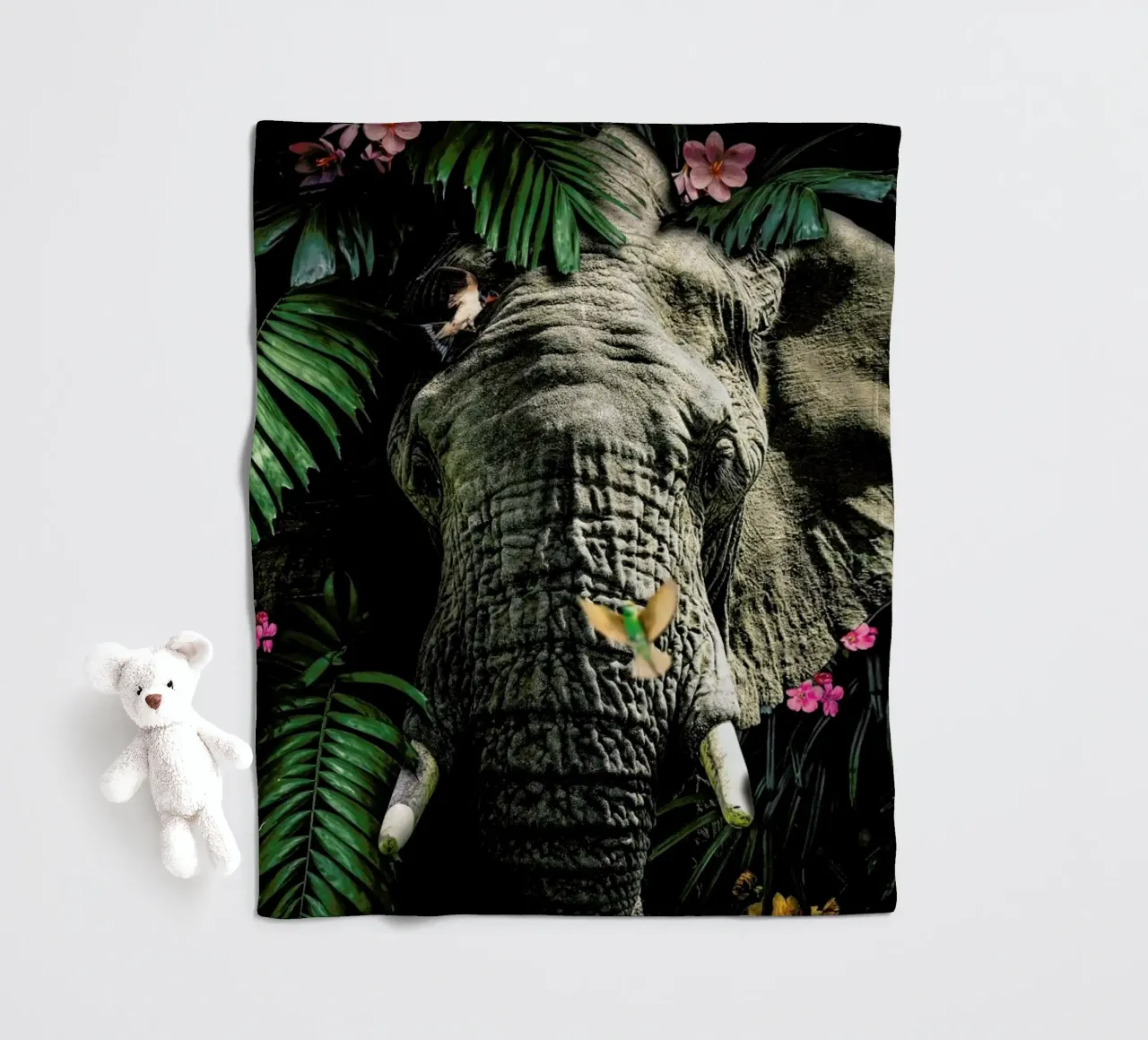 Elephant 5 fleece blanket by Wouter Rikken
