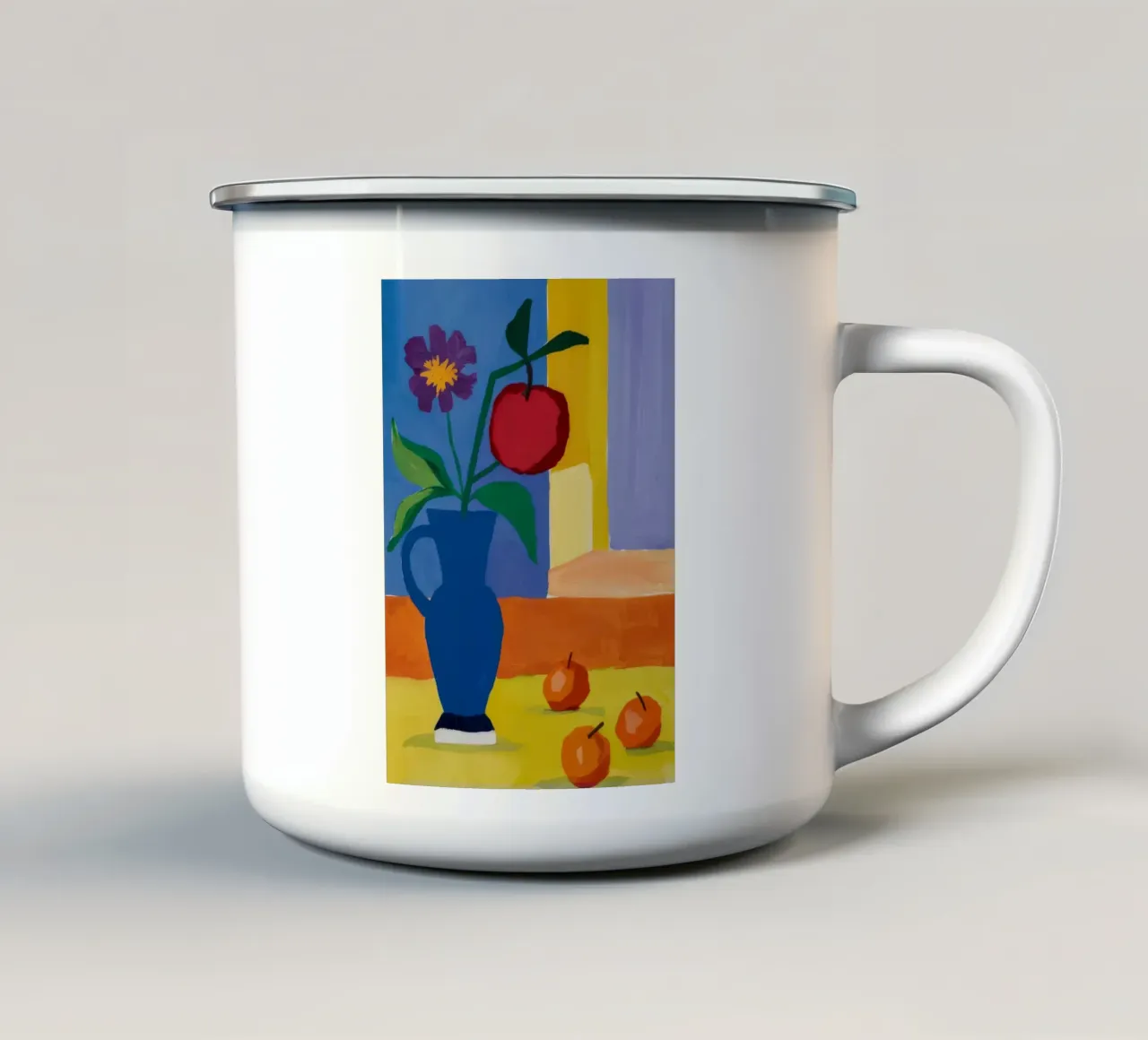 Vaso blu mela rossa tazza in smalto da Pan Denim