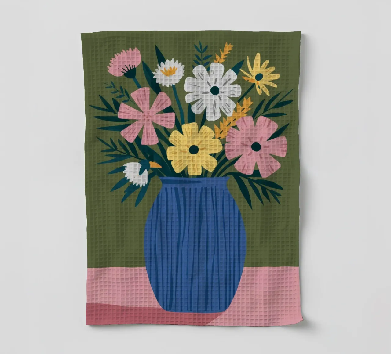 Blaue Vase Gänseblümchen Charme Geschirrtuch von Haven Fantasy