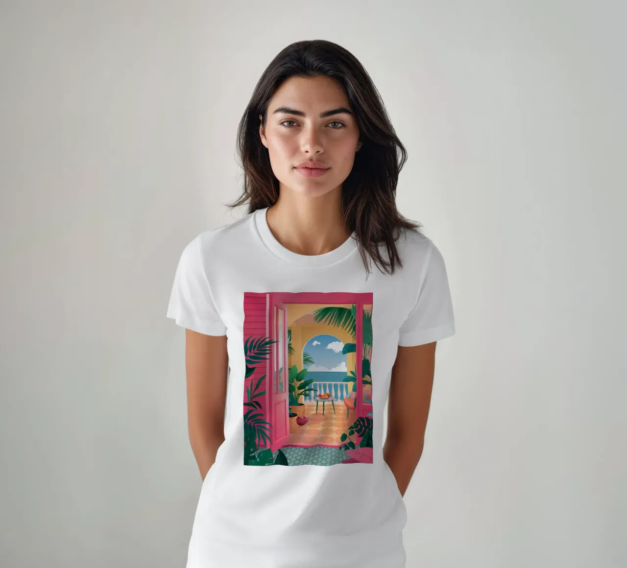 Pink Room Sea View t-shirt by FadeAura