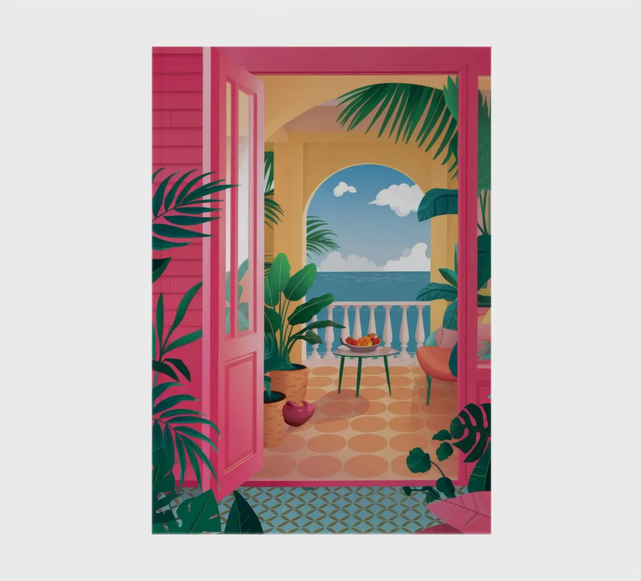 Chambre rose vue mer carnet de notes de FadeAura