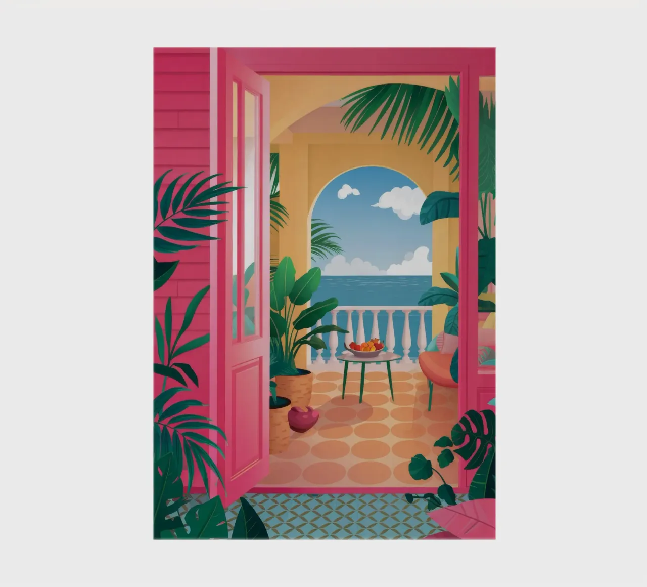 Chambre rose vue mer carnet de notes de FadeAura
