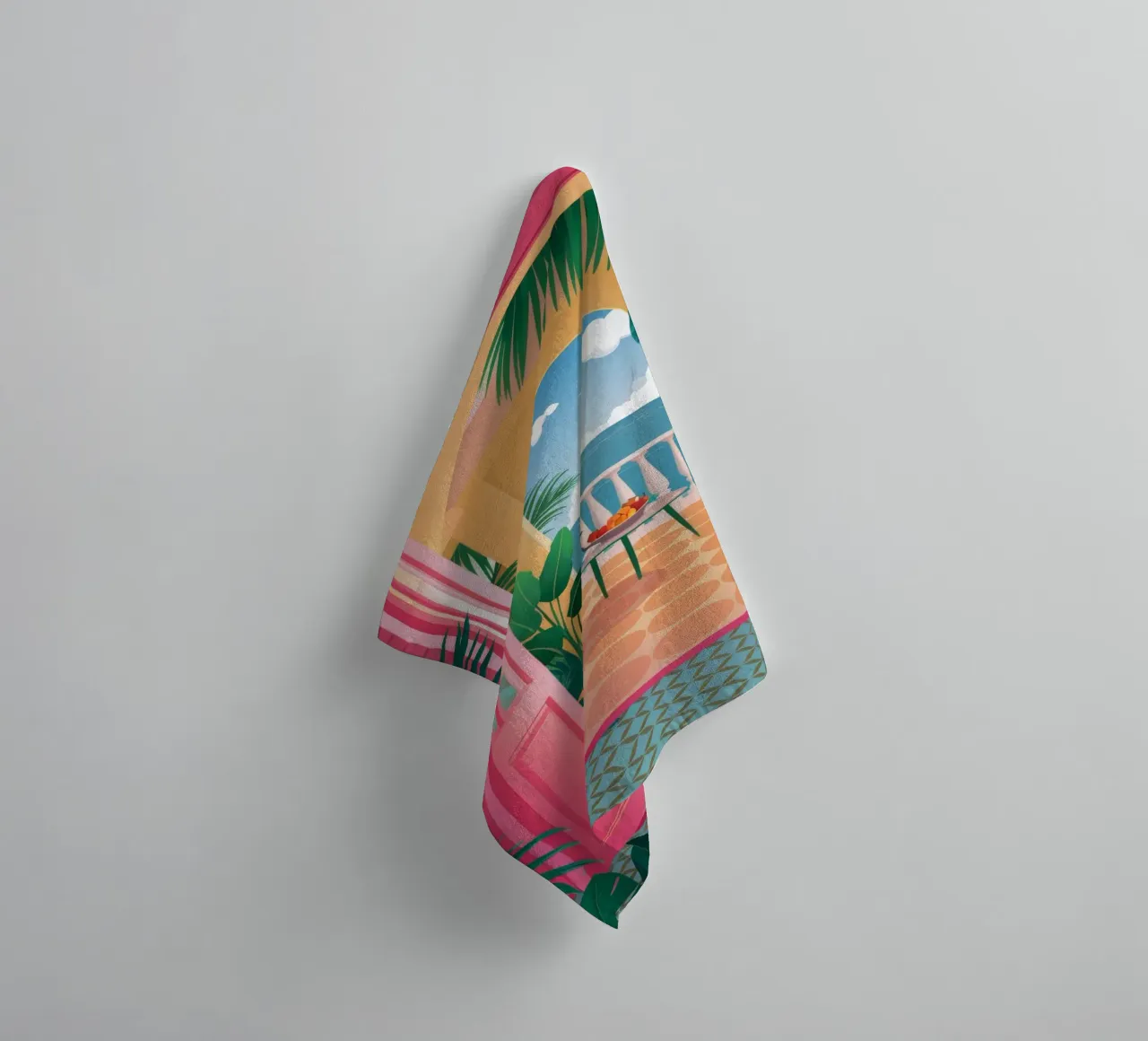 Chambre rose vue mer serviette de bain de FadeAura