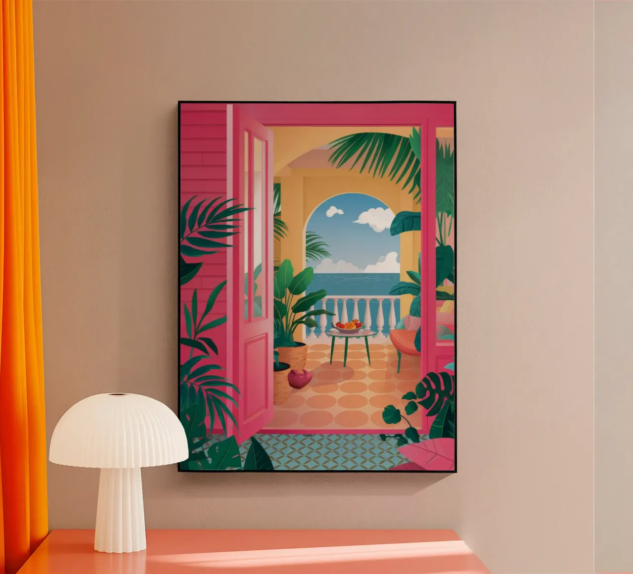 Pink Room Sea View acrylic glass by FadeAura