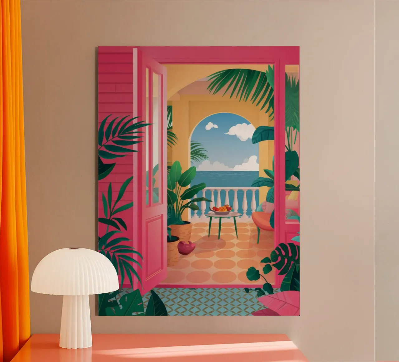 Roze Kamer Zeezicht aluminium-dibond van FadeAura