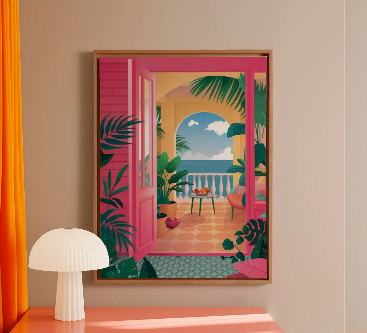 Pink Room Sea View canvas by FadeAura