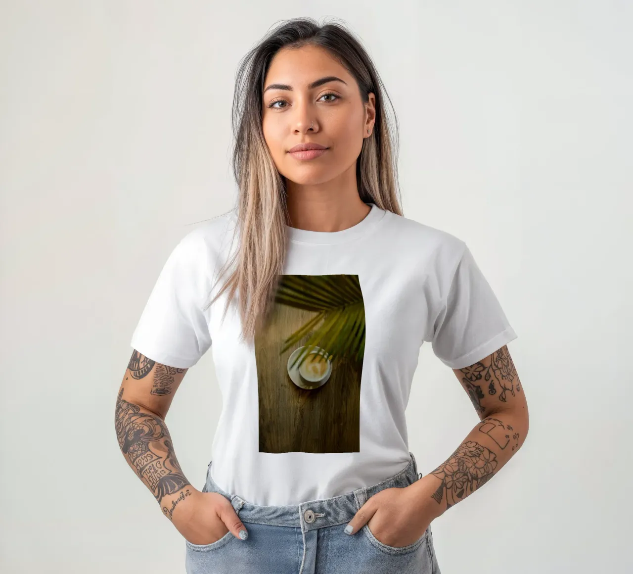 caffè latte art sotto licenza t-shirt da cofa home