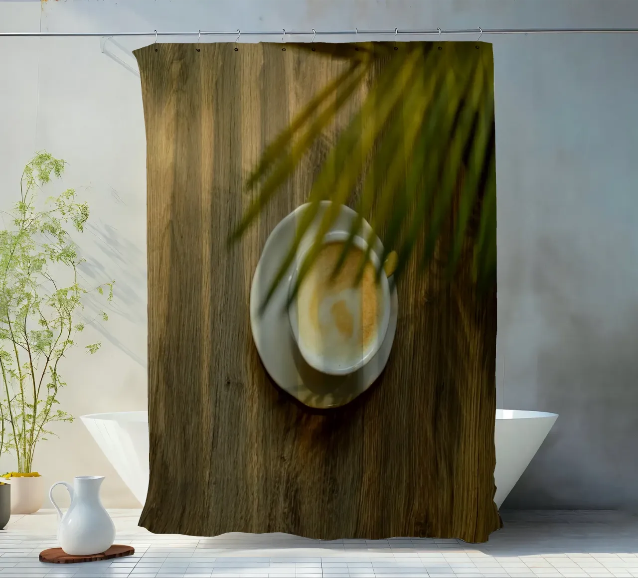 caffè latte art sotto licenza tenda da doccia da cofa home