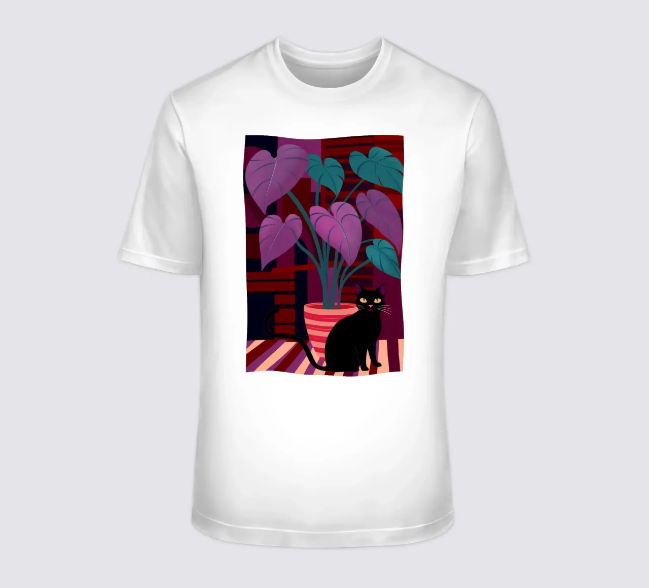 Pink Wall Black Cat t-shirt by Stone Decade