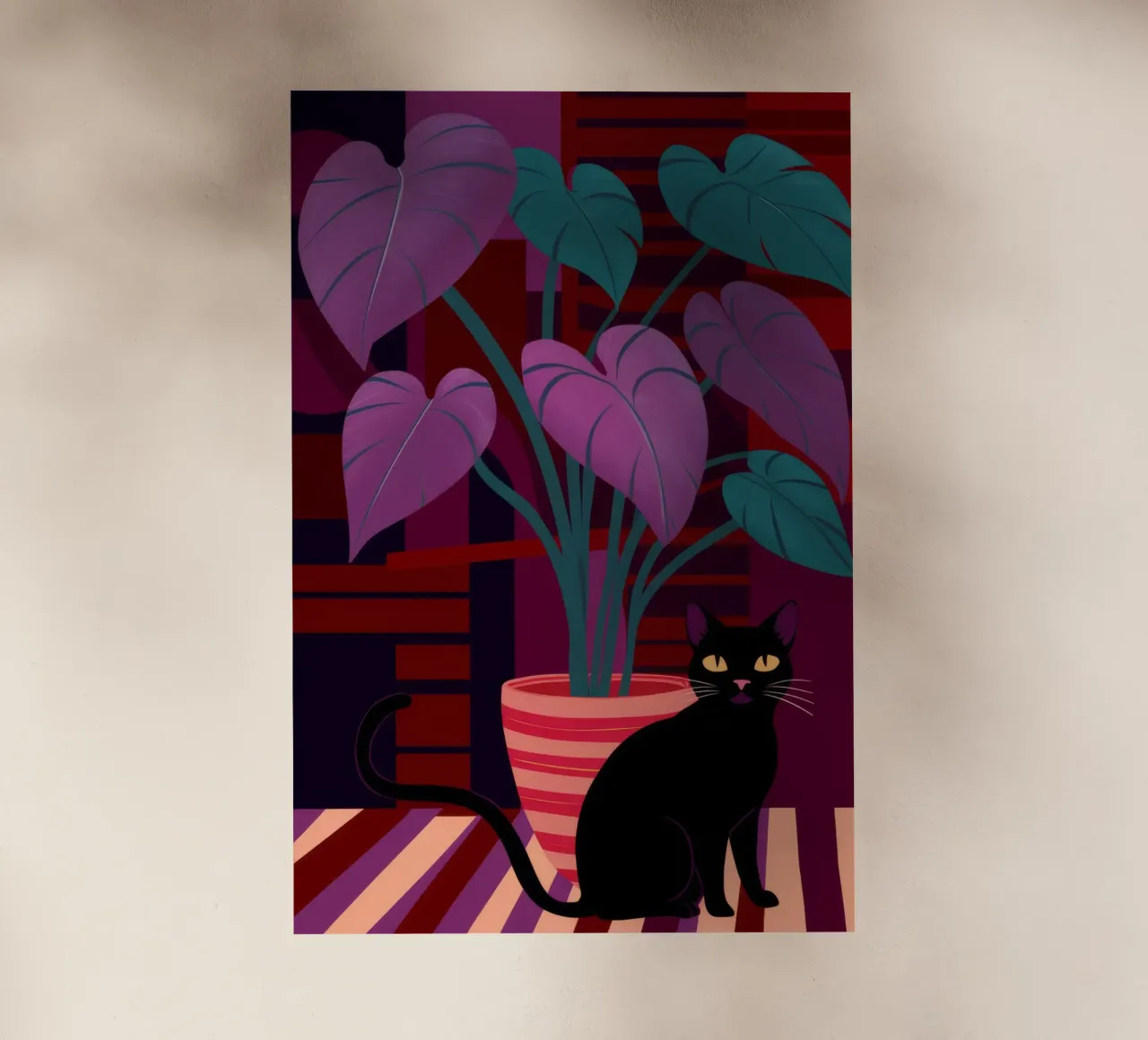 Pink Wall Black Cat backlit film by Stone Decade