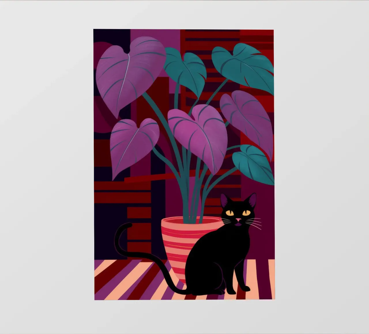 Pink Wall Black Cat backlit film by Stone Decade