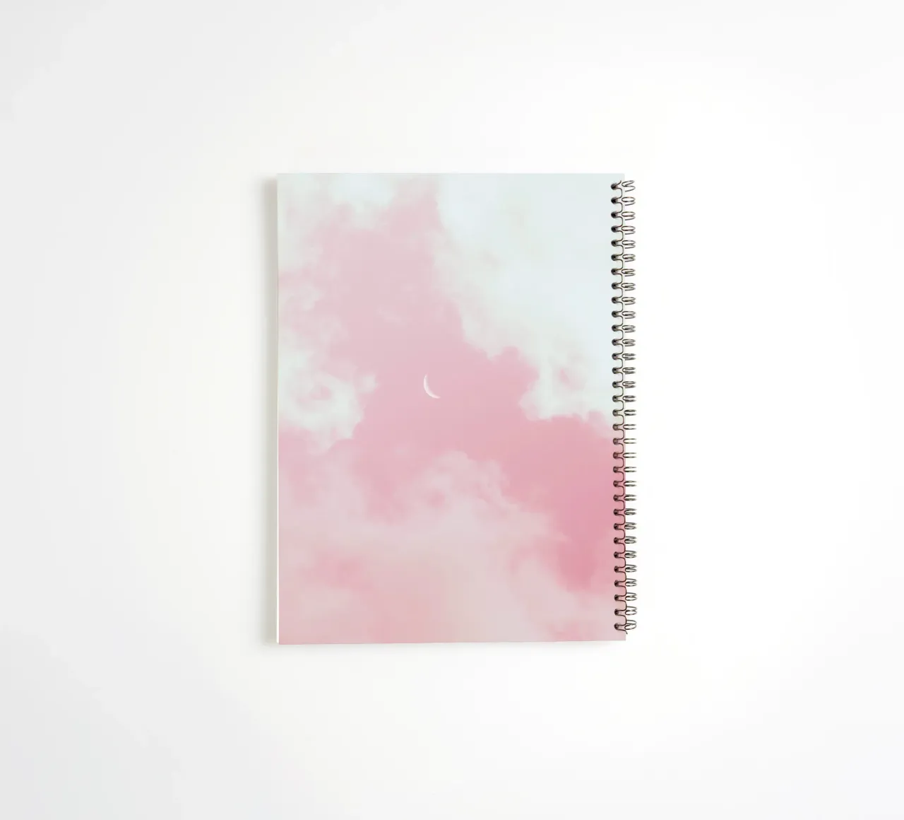 crescent moon inside pink clouds spiral notebook by cofa home