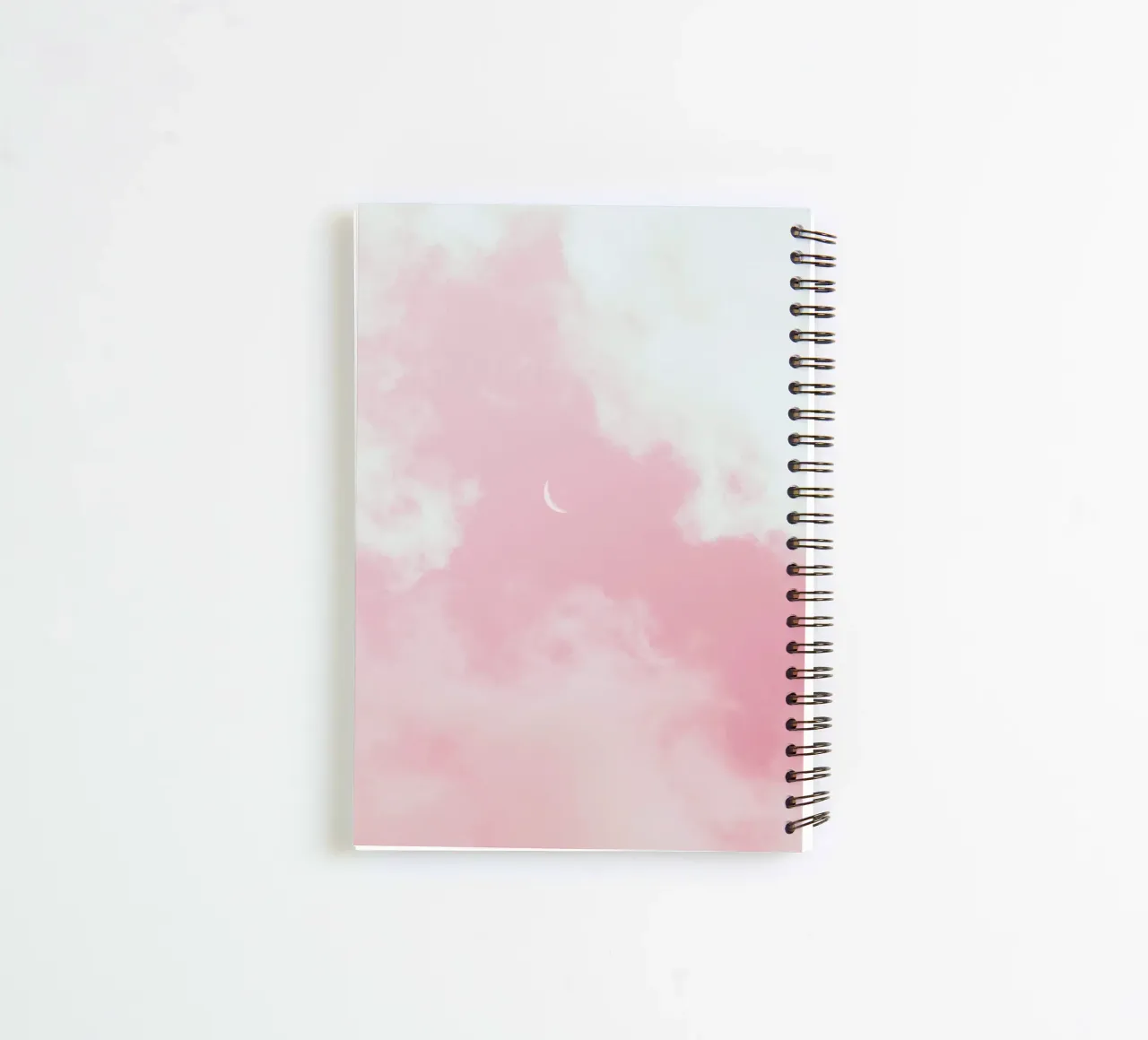 crescent moon inside pink clouds spiral notebook by cofa home