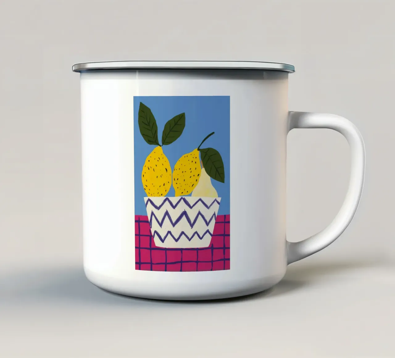 Pere in vaso a zig zag tazza in smalto da Haven Fantasy