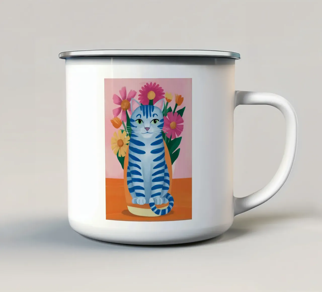 Azzurro Tabby Bloom tazza in smalto da Stone Decade