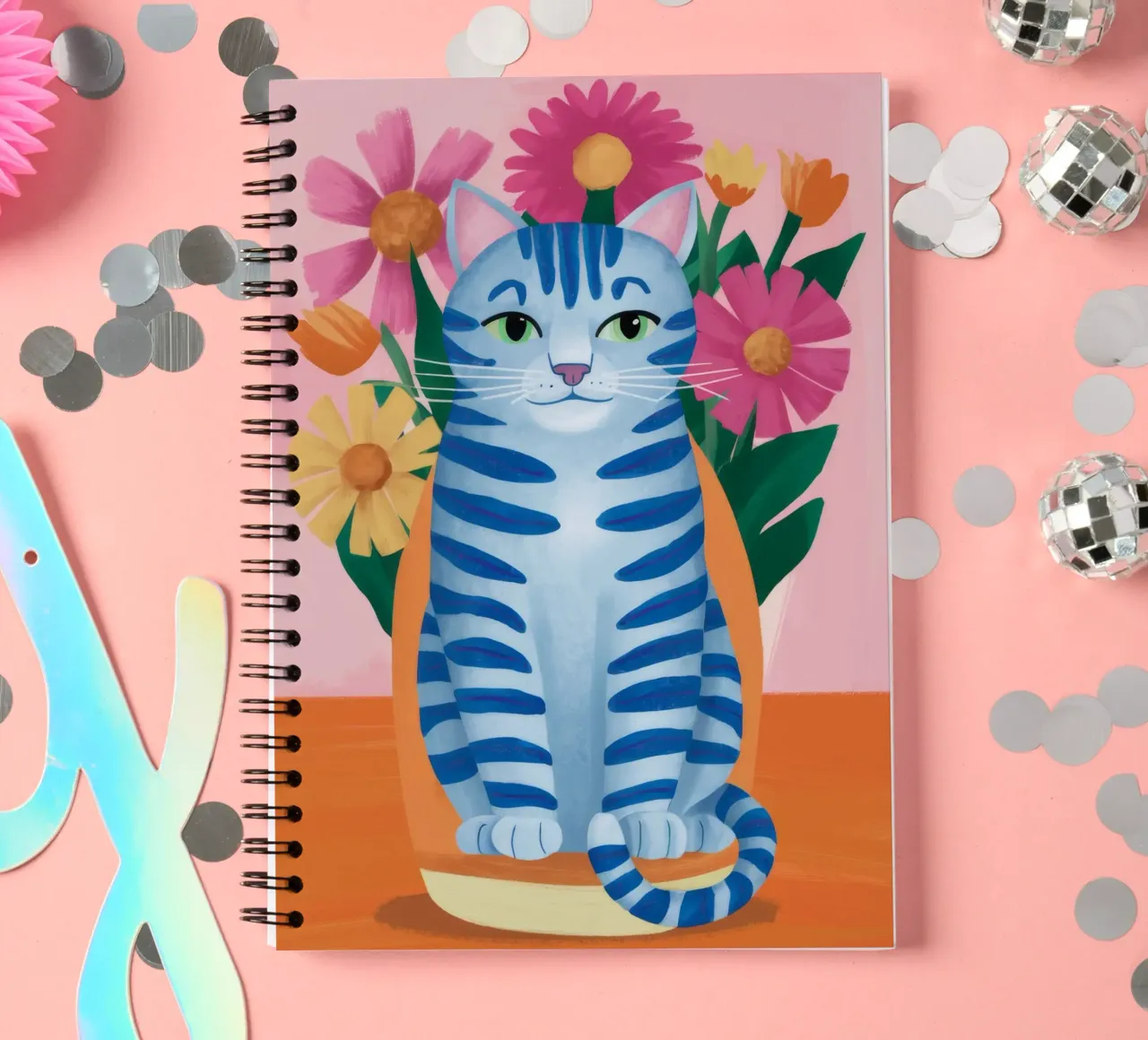 Azure Tabby Bloom spiral notebook by Stone Decade