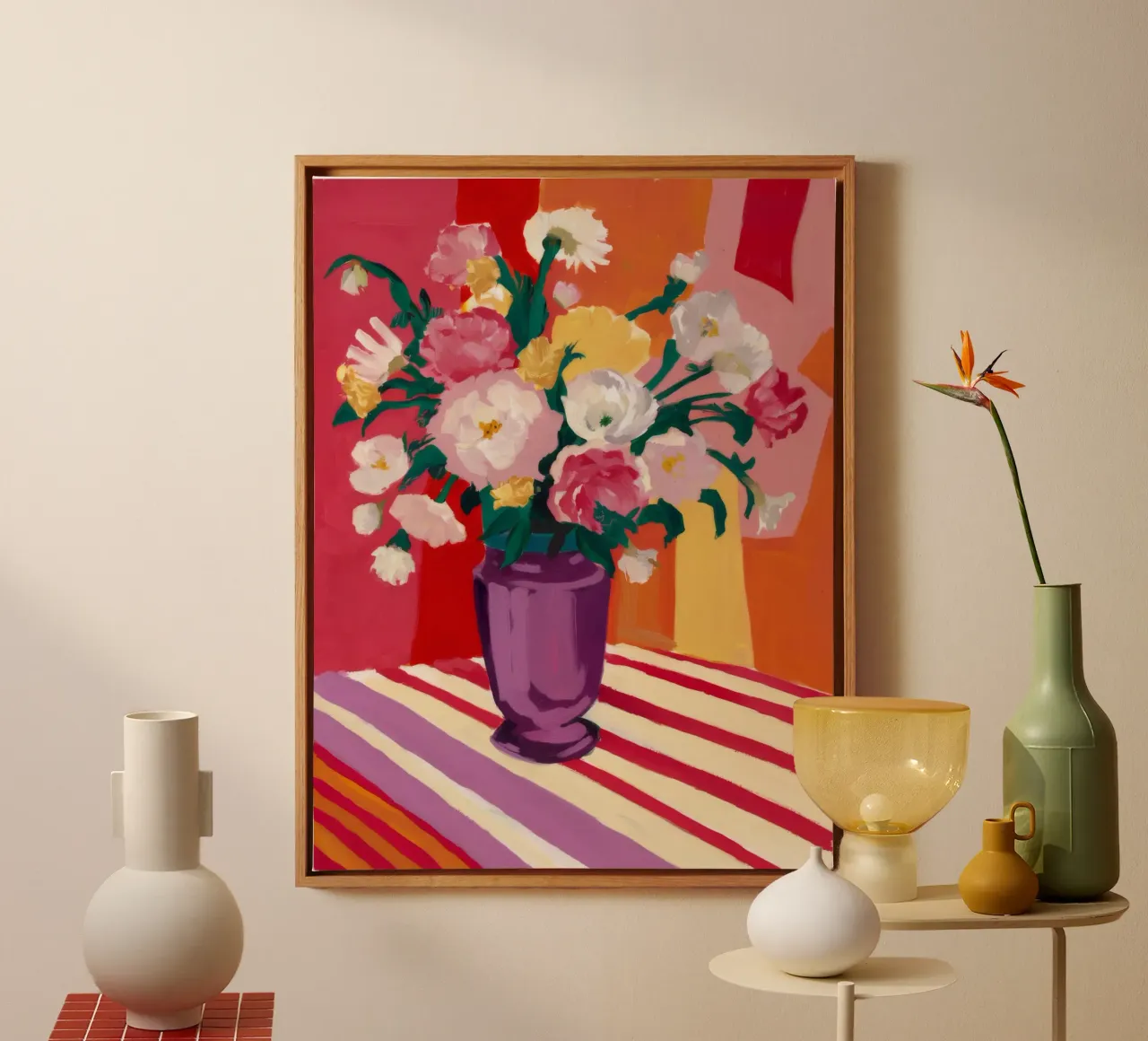 Gestreepte tafel uitstraling canvas met Baklijst van Pan Denim