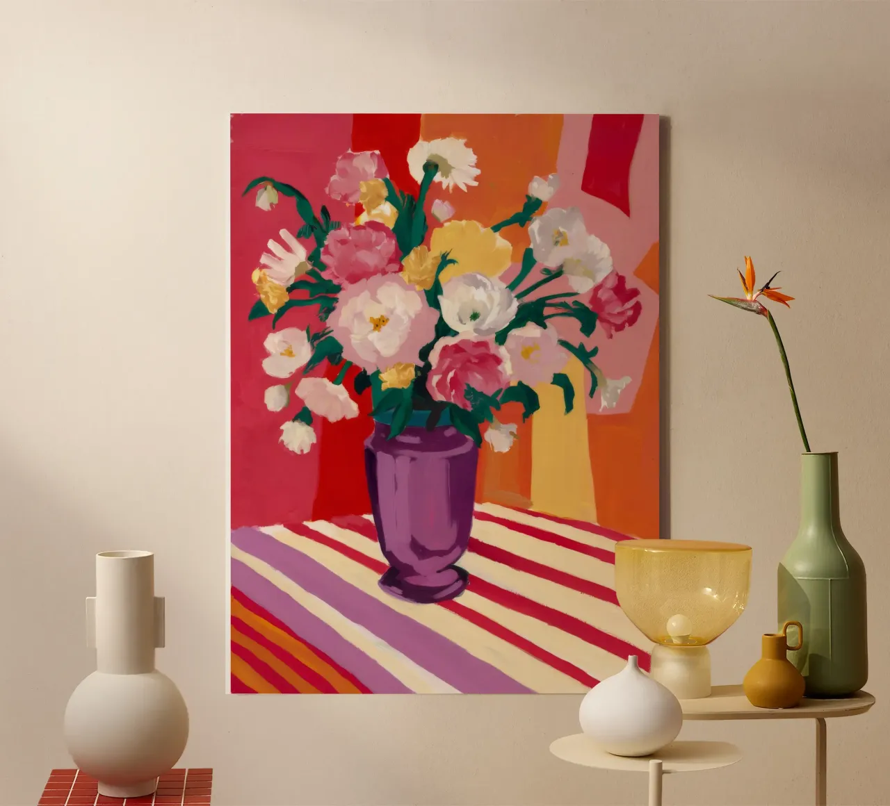 Gestreepte tafel uitstraling canvas met Baklijst van Pan Denim