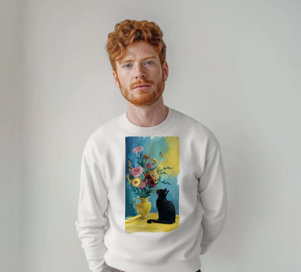 Gatto nero Fiori gialli felpa da FadeAura