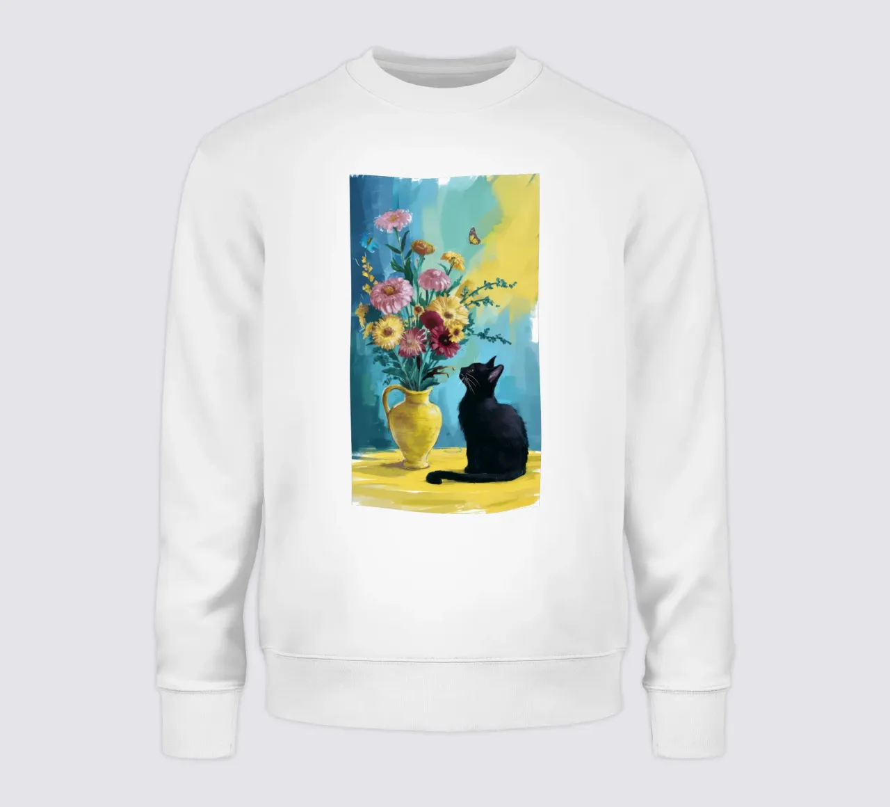 Gatto nero Fiori gialli felpa da FadeAura