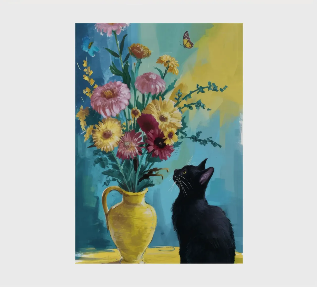 Chat noir Fleurs jaunes carnet de notes de FadeAura