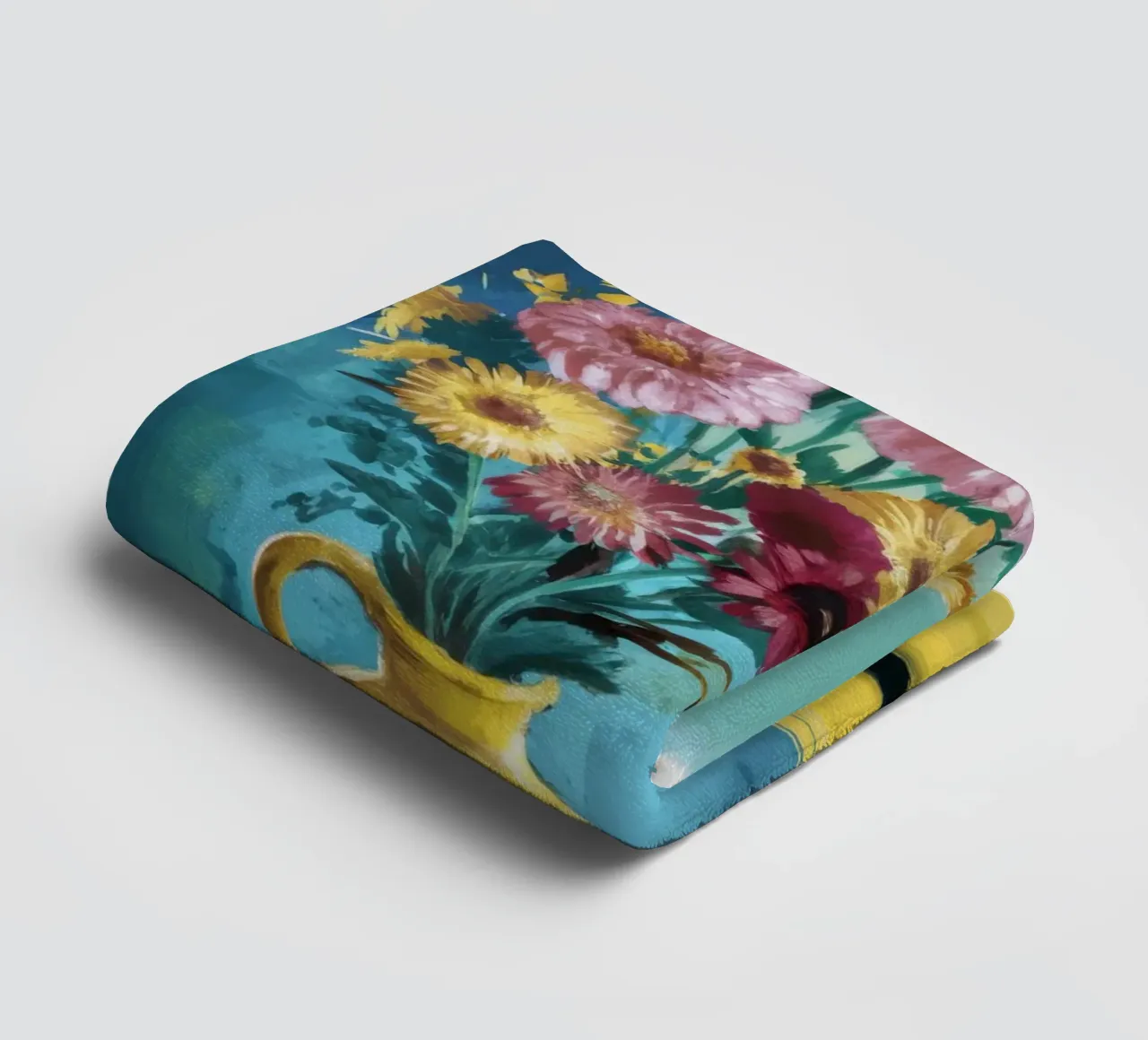 Chat noir Fleurs jaunes serviette de bain de FadeAura